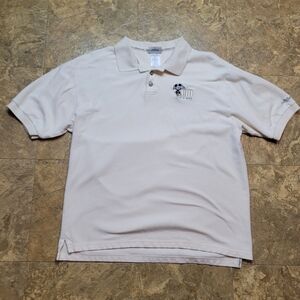 Walt Disney World Polo Shirt Mens Large L Beige Short Sleeve Pullover Mickey